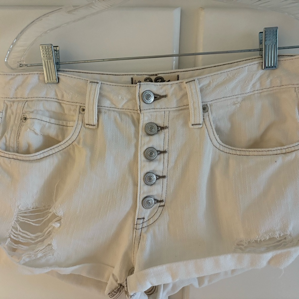 We The Free White High-Rise Button-Fly Denim Shorts